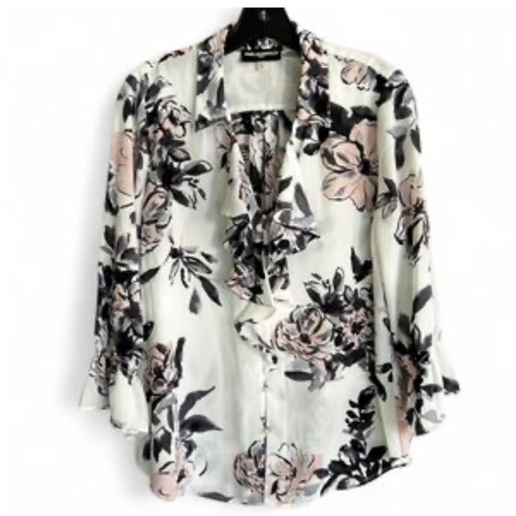 Karl Lagerfeld Tops - KARL LAGERFELD PARIS Abstract Printed blouse pearl button XLarge